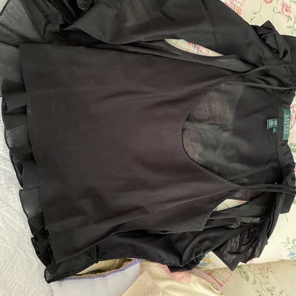 Ralph Lauren black ruffle blouse - Picture 3 of 3